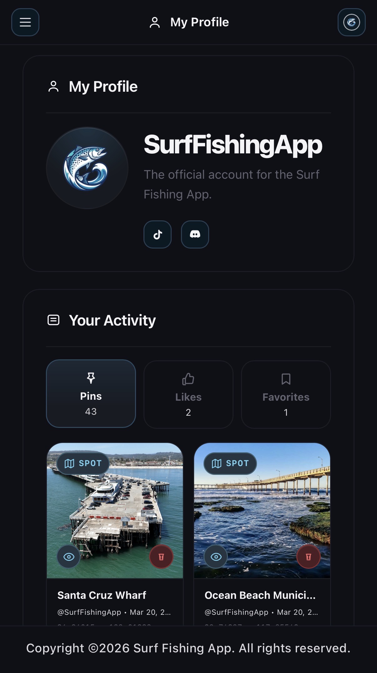 Surf Fishing App profile preview